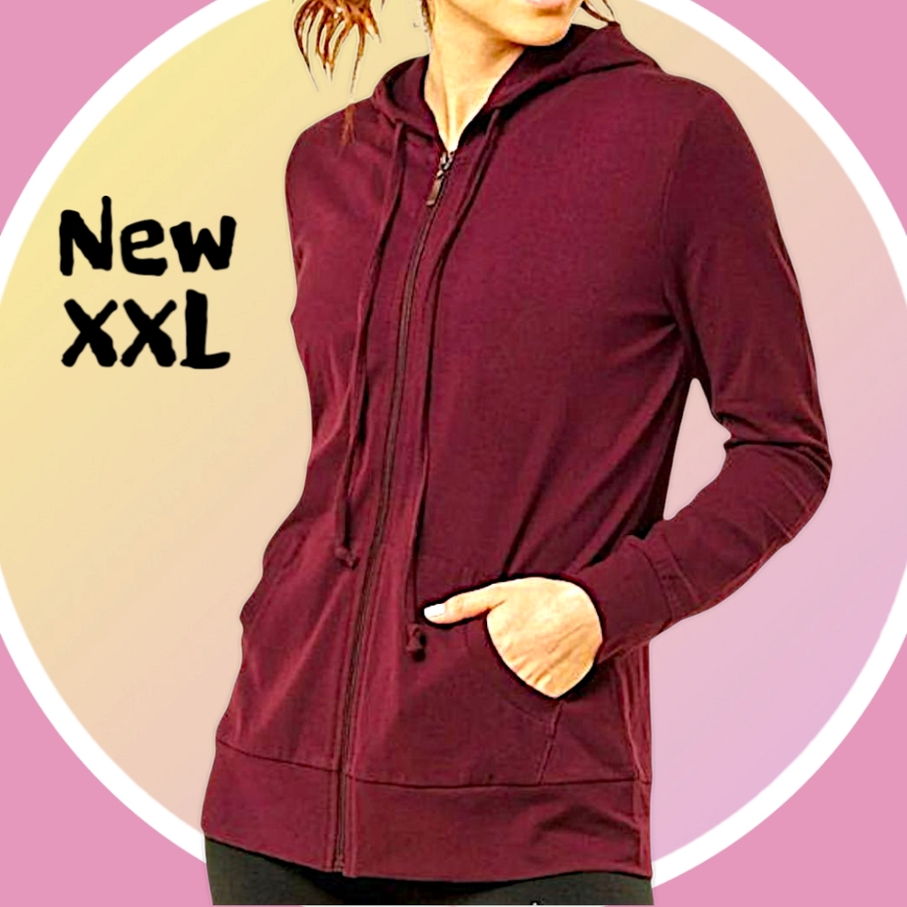 NEW XXL Lightweight Berry Full Zip-Up Hoodie